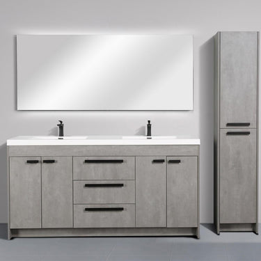 Eviva Lugano 72″ Modern Double Sink Bathroom Vanity w/ White Integrated Top Vanity Eviva Cement Gray